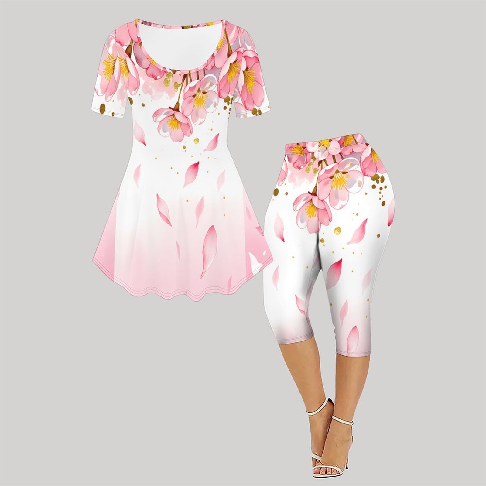 2ピース ヴィンテージプリント ツーピースセット レディース - Romper Floral Print のレビューと価格