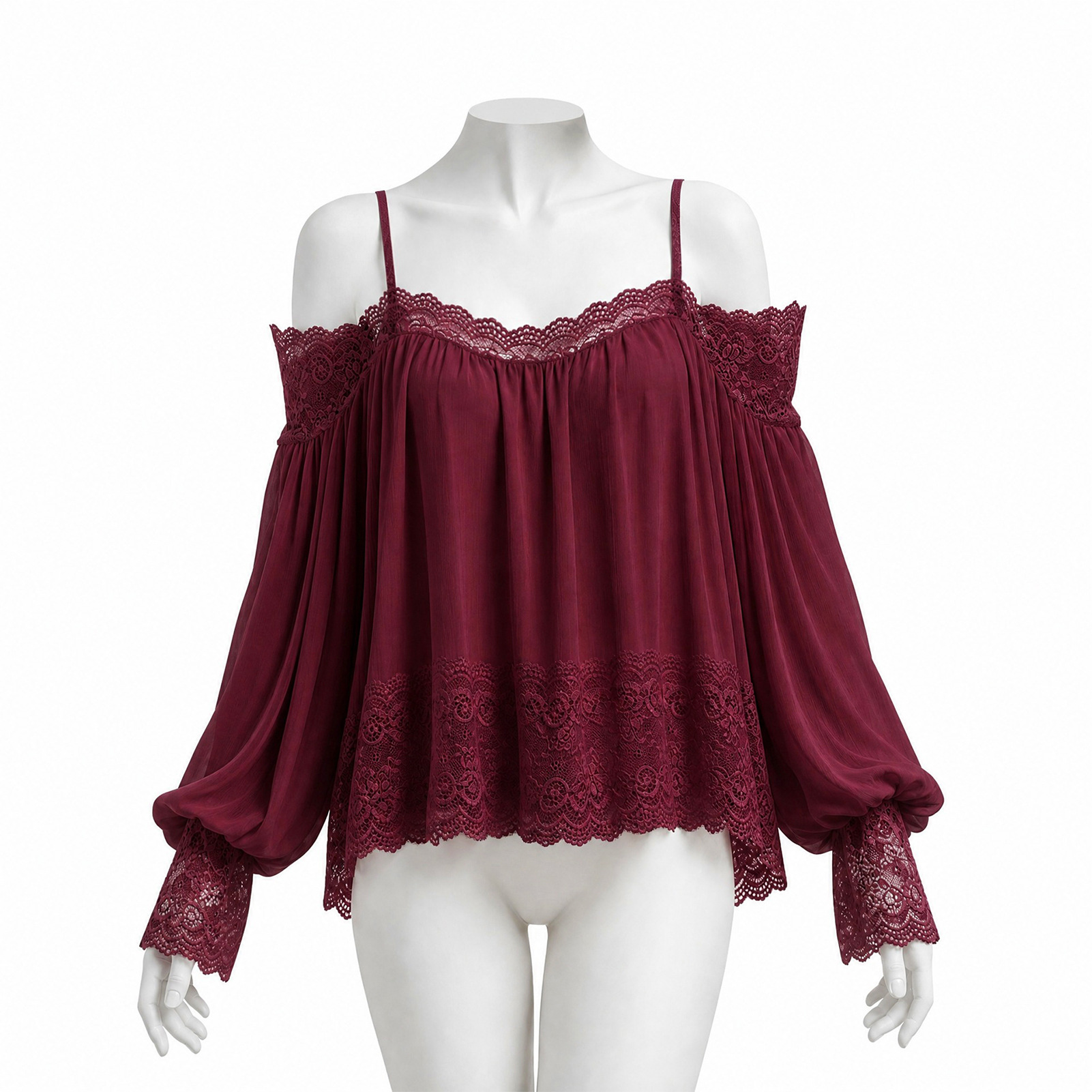 レディース ボヘミアン風 オフショルダー レーストリム ラン - Blouse Off Shoulder のレビューと価格